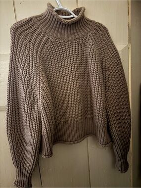 H&M Chunky Taupe Cowl Neck Sweater